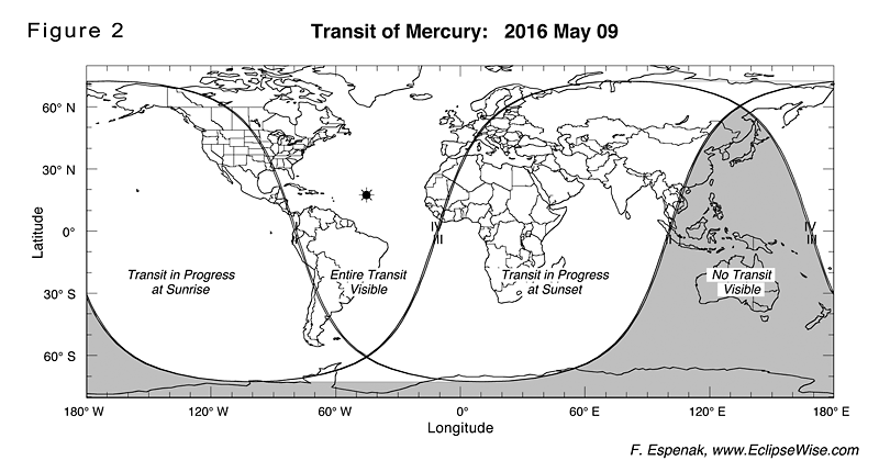visibilità del transito di mercurio