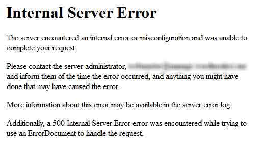 Errore 500 Internal Server Error 